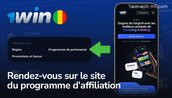 Accédez au site Web du programme d'affiliation 1win