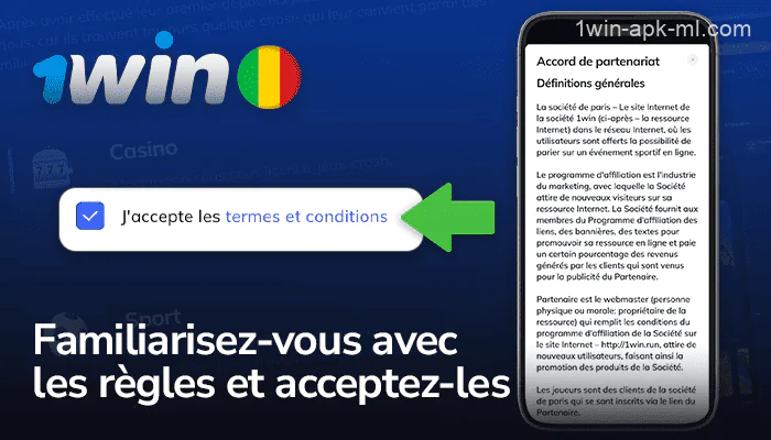 Lisez les règles et acceptez le programme d'affiliation 1win