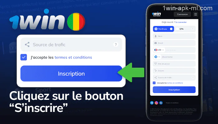 Terminez le processus d'inscription sur le site Web du programme d'affiliation 1win