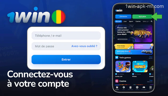 Connectez-vous à votre profil dans l'application mobile 1win