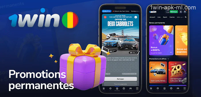 Cadeaux permanents pour les joueurs maliens sur l'application mobile 1win