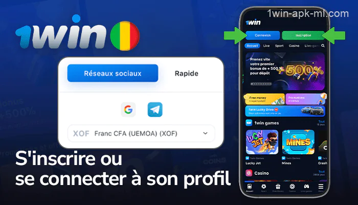 S'inscrire ou se connecter à son profil dans l'application mobile 1win