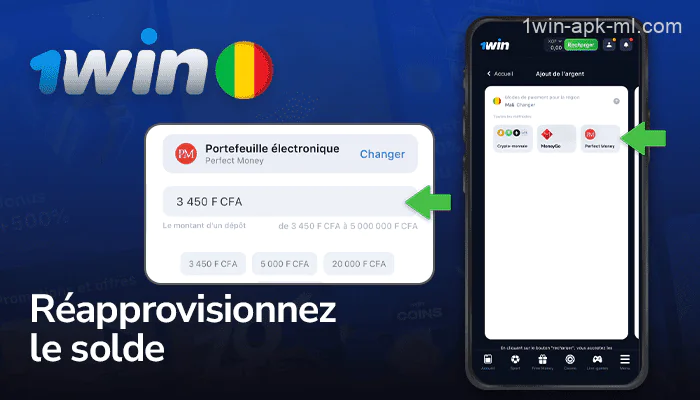 Effectuer un dépôt sur votre compte dans l'application mobile 1win