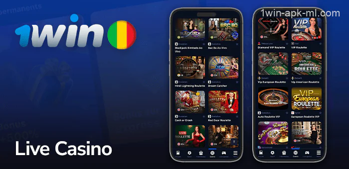 Casino en direct dans l'application mobile 1win