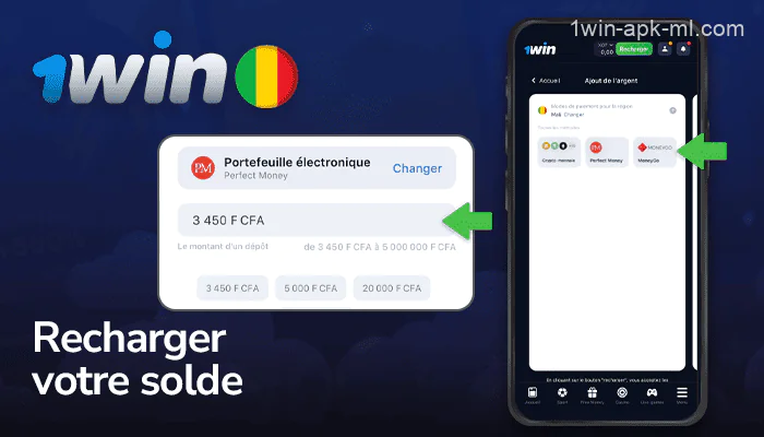Effectuer un dépôt sur votre compte dans l'application mobile 1win