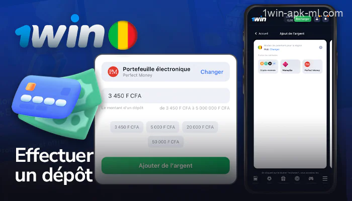 Instructions pour les joueurs sur la façon d'effectuer leur premier dépôt dans l'application 1win