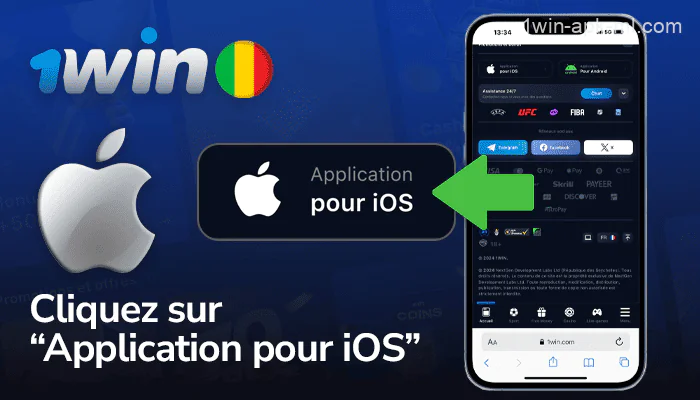 En bas de la page 1win, cliquez sur le bouton «iOS App»