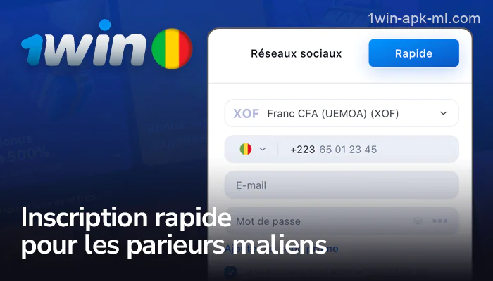 Instructions étape par étape pour l'inscription rapide d'un joueur sur l'application 1win