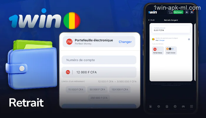 Retirer de l'argent réel dans l'application 1win Mali