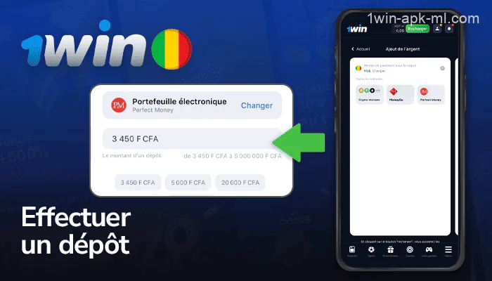 Effectuer un dépôt sur votre compte dans l'application mobile 1win