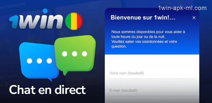 Chat en direct pour les joueurs de l'application 1win Mali