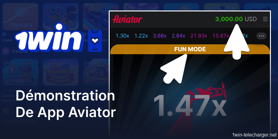Mode démo sur l'application 1win