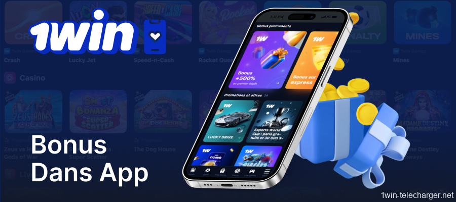 Les bonus sont disponibles dans l'application 1win