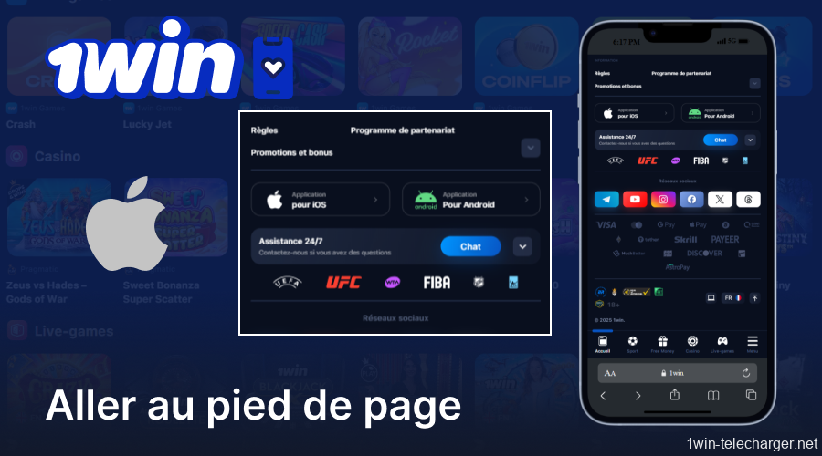 Cliquez sur le bouton « Télécharger sur iOS » dans le pied de page